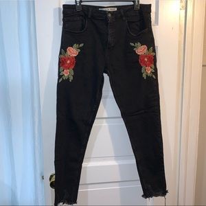Primark Embroidered Black Jeans US 14